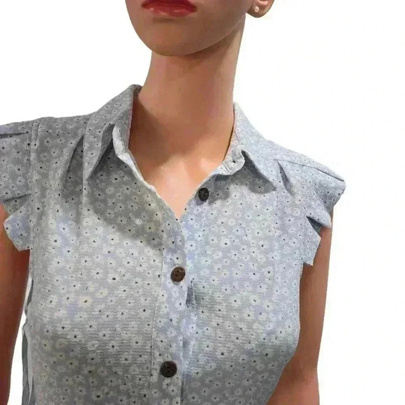 Button-Down Floral Midi Dress with Ruffle Sleeves - Picture 8 of 12